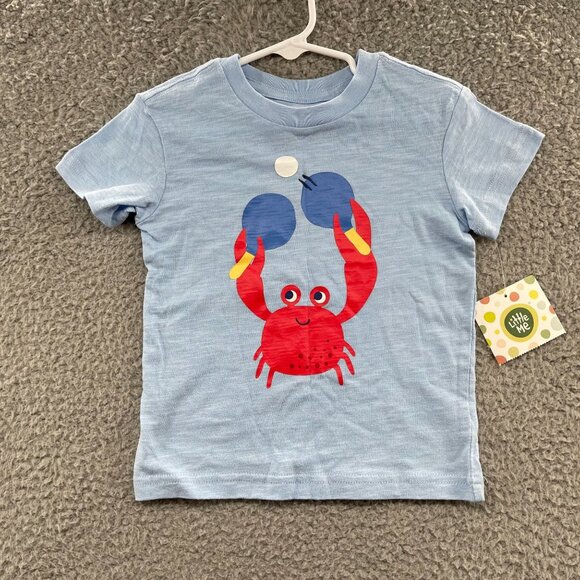 Little Me Toddler Crab Graphic‎ Tee Blue 24M - Picture 1 of 3